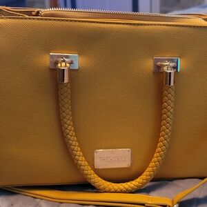 DKNY Mustard Satchel with Braided Handle